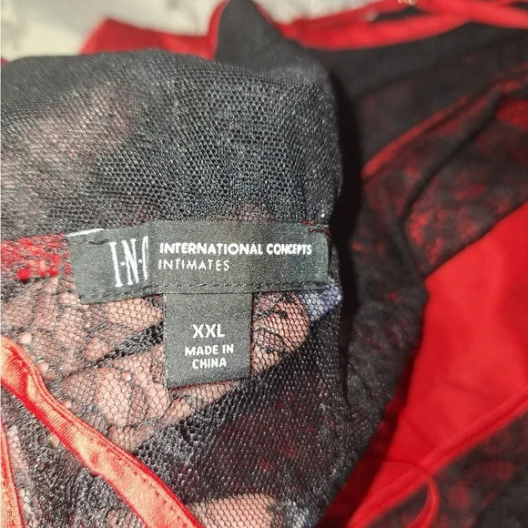 INC International Concepts Red and Black Lace Chemise - Picture 5 of 5